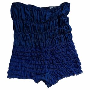 Malco Modes Royal Blue Lace Ruffle Bloomers – Cottagecore Festival Shorts XL